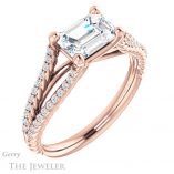 Emerald Cut Forever Brilliant Moissanite Engagement Ring #GTJ1096-emerald-fb-r