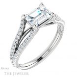Emerald Cut Forever Brilliant Moissanite Engagement Ring #GTJ1096-emerald-fb-w