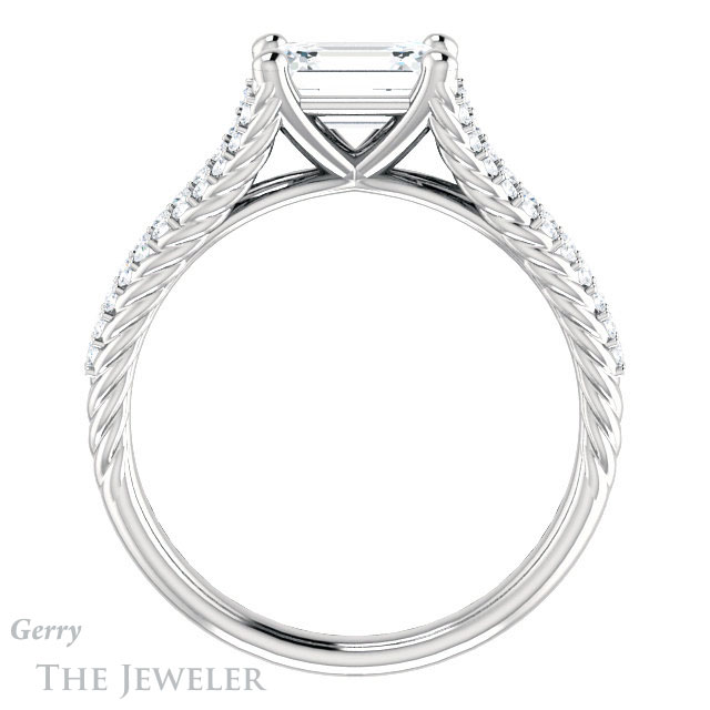 Emerald Cut Forever Brilliant Moissanite Engagement Ring #GTJ1096-emerald-fb-w