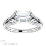 Emerald Cut Forever Brilliant Moissanite Engagement Ring #GTJ1096-emerald-fb-w