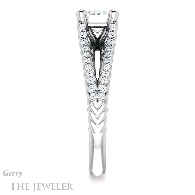 Emerald Cut Forever Brilliant Moissanite Engagement Ring #GTJ1096-emerald-fb-w