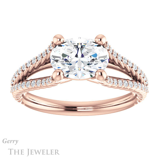 Oval Shaped Forever One Moissanite Engagement Ring #GTJ1096-oval-fo-r