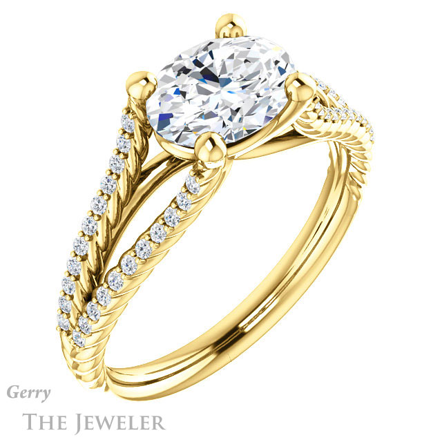 Oval Shaped Forever One Moissanite Engagement Ring #GTJ1096-oval-fo-y 4 Oval Shaped Forever One Moissanite Engagement Ring #GTJ1096-oval-fo-y