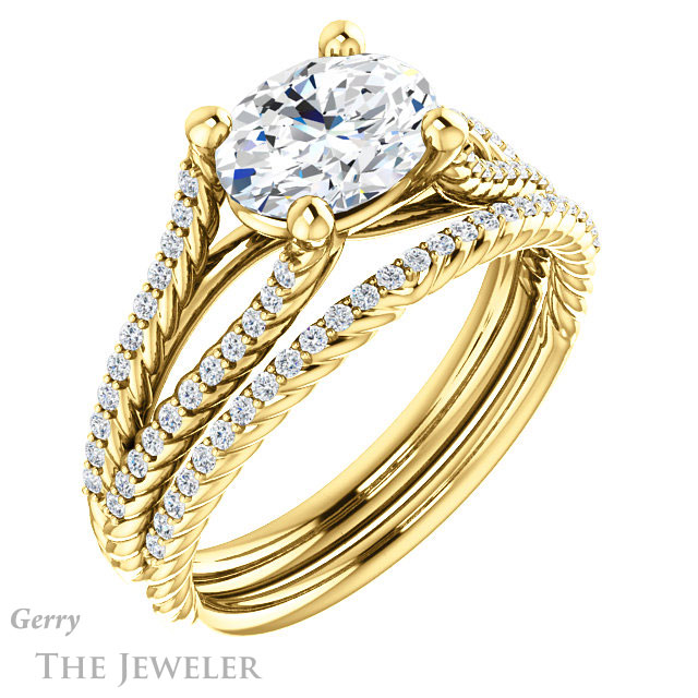 Oval Shaped Forever One Moissanite Engagement Ring #GTJ1096-oval-fo-y 6 Oval Shaped Forever One Moissanite Engagement Ring #GTJ1096-oval-fo-y