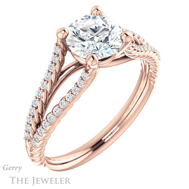 Round Cut Forever One Moissanite Engagement Ring #GTJ1096-round-fo-r 4 Round Cut Forever One Moissanite Engagement Ring #GTJ1096-round-fo-r