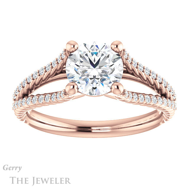 Round Cut Forever One Moissanite Engagement Ring #GTJ1096-round-fo-r