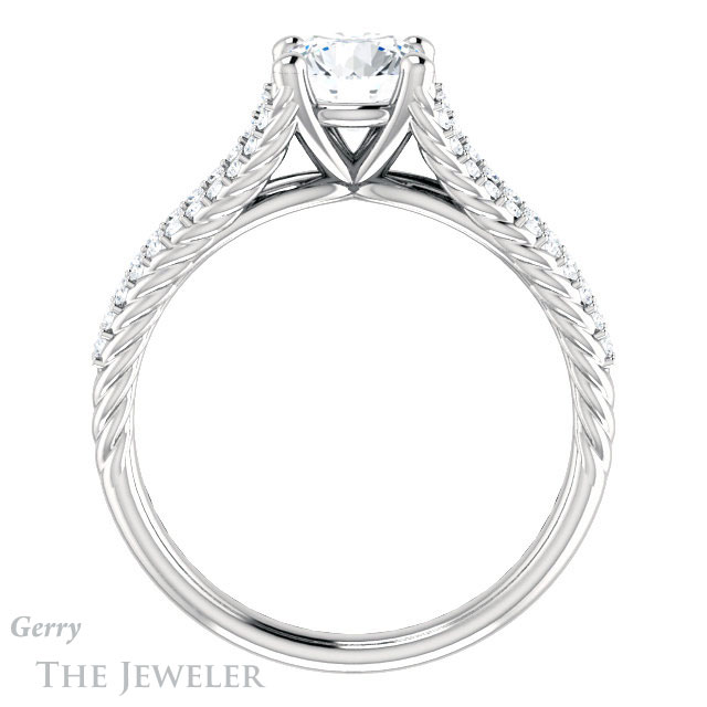 Round Cut Forever One Moissanite Engagement Ring #GTJ1096-round-fo-w
