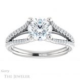 Round Cut Forever One Moissanite Engagement Ring #GTJ1096-round-fo-w