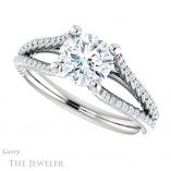Round Cut Forever One Moissanite Engagement Ring #GTJ1096-round-fo-w