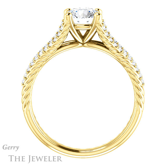 Round Cut Forever One Moissanite Engagement Ring #GTJ1096-round-fo-y