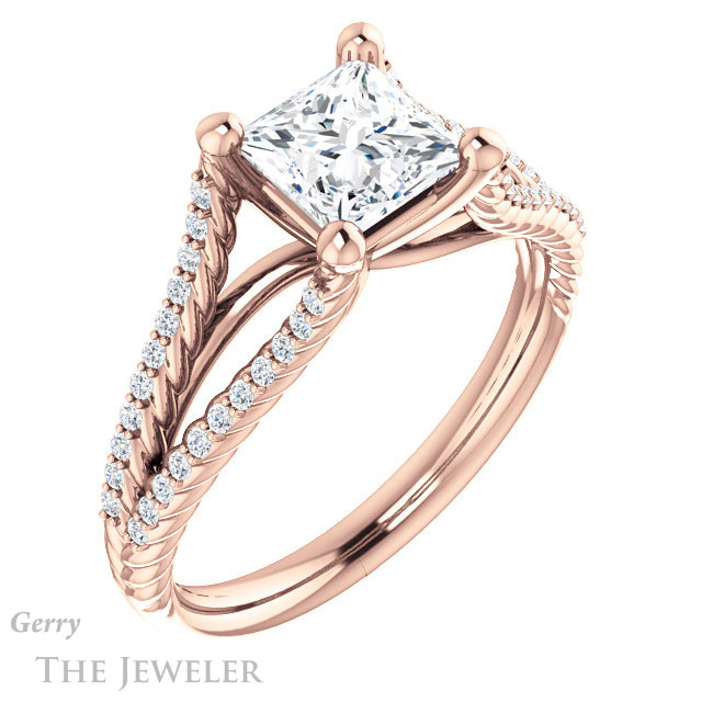 Princess Cut Forever One Moissanite Engagement Ring #GTJ1096-square-fo-r