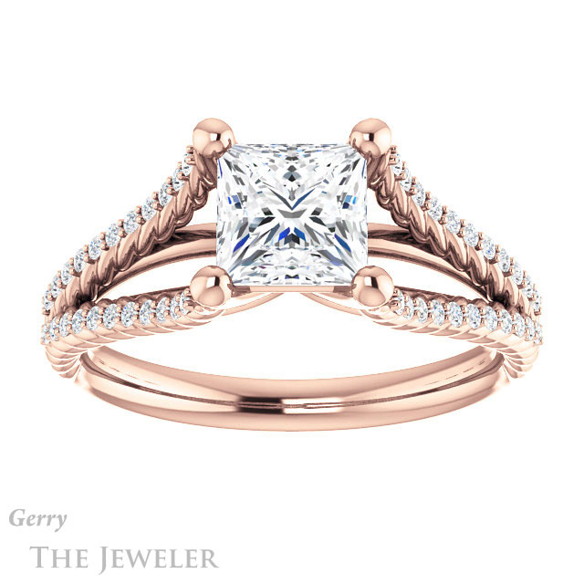 Princess Cut Forever One Moissanite Engagement Ring #GTJ1096-square-fo-r