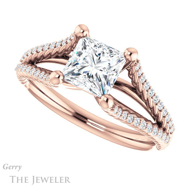 Princess Cut Forever One Moissanite Engagement Ring #GTJ1096-square-fo-r