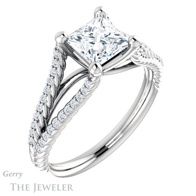 Princess Cut Forever One Moissanite Engagement Ring #GTJ1096-square-fo-w 4 Princess Cut Forever One Moissanite Engagement Ring #GTJ1096-square-fo-w