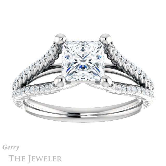 Princess Cut Forever One Moissanite Engagement Ring #GTJ1096-square-fo-w 1 Princess Cut Forever One Moissanite Engagement Ring #GTJ1096-square-fo-w
