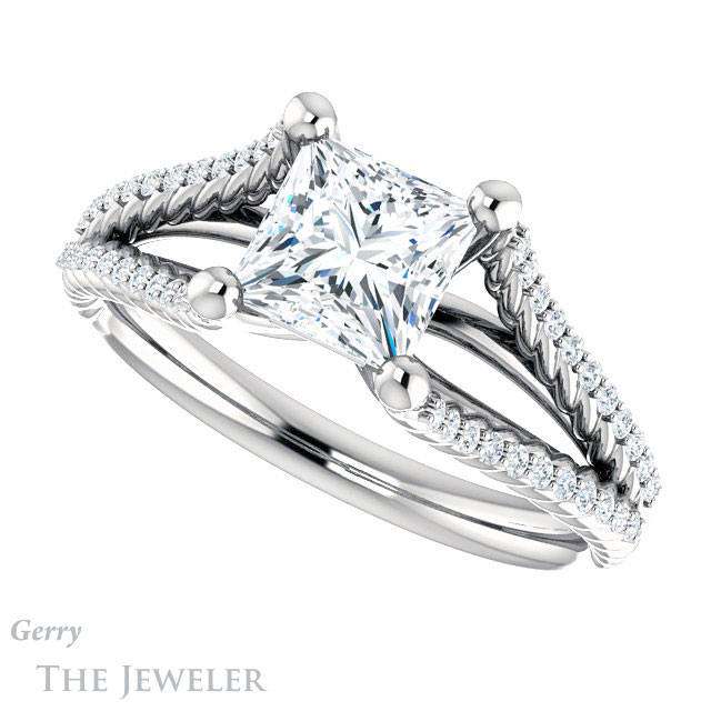 Princess Cut Forever One Moissanite Engagement Ring #GTJ1096-square-fo-w 5 Princess Cut Forever One Moissanite Engagement Ring #GTJ1096-square-fo-w