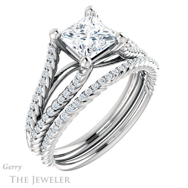 Princess Cut Forever One Moissanite Engagement Ring #GTJ1096-square-fo-w 6 Princess Cut Forever One Moissanite Engagement Ring #GTJ1096-square-fo-w