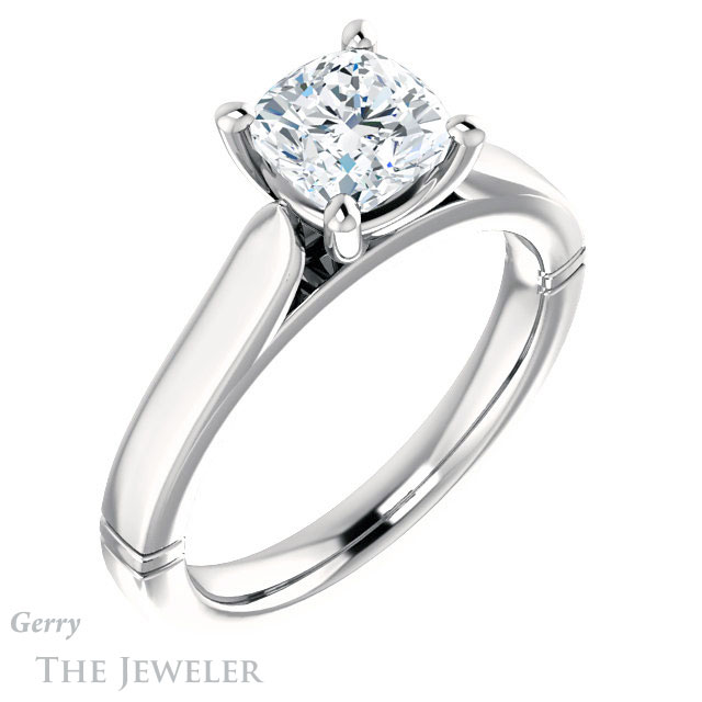 Cushion Cut Forever One Moissanite Engagement Ring #GTJ1097-cushion-fo-w
