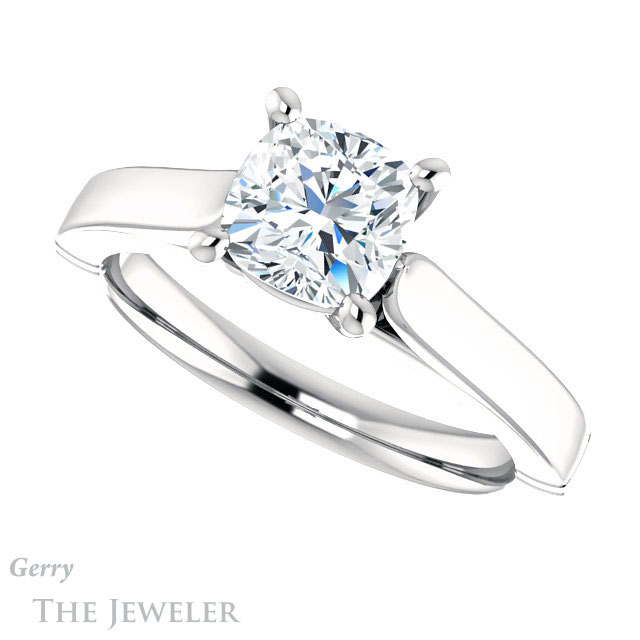 Cushion Cut Forever One Moissanite Engagement Ring #GTJ1097-cushion-fo-w