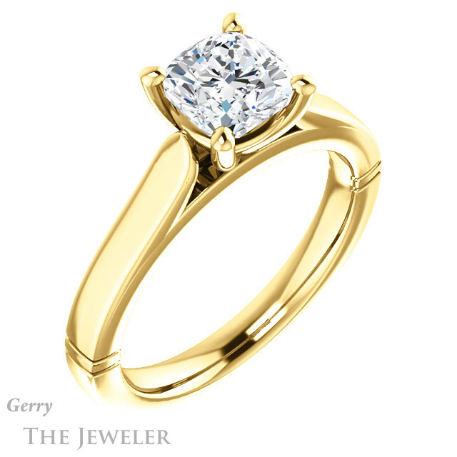 Cushion Cut Forever One Moissanite Engagement Ring #GTJ1097-cushion-fo-y 4 Cushion Cut Forever One Moissanite Engagement Ring #GTJ1097-cushion-fo-y