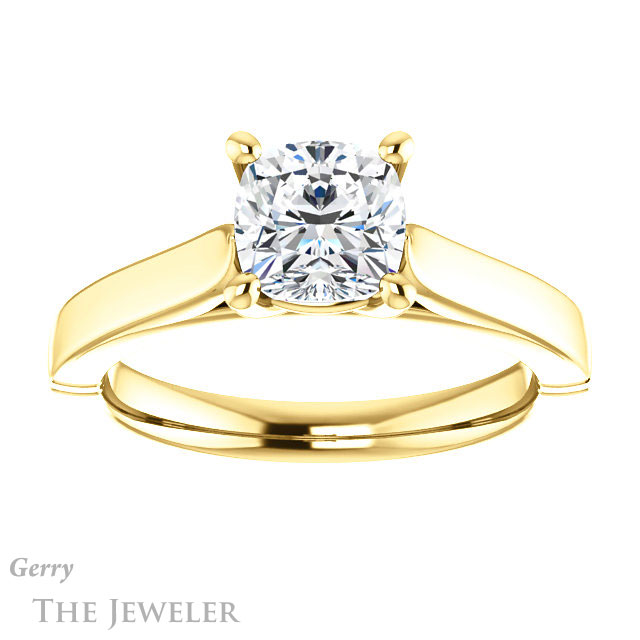 Cushion Cut Forever One Moissanite Engagement Ring #GTJ1097-cushion-fo-y