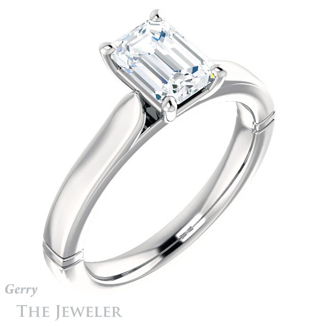 Emerald Cut Forever Brilliant Moissanite Engagement Ring #GTJ1097-emerald-fb-w