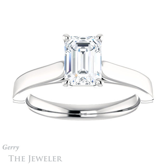 Emerald Cut Forever Brilliant Moissanite Engagement Ring #GTJ1097-emerald-fb-w