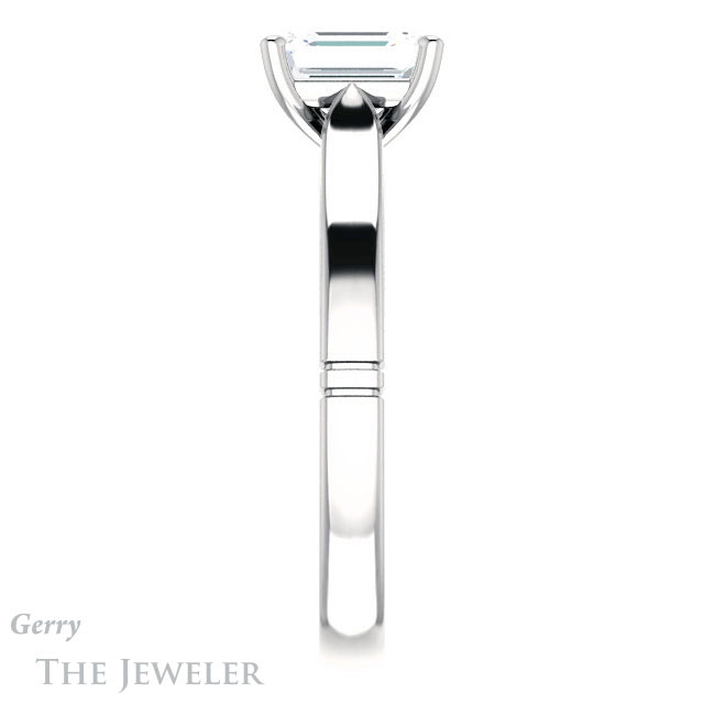 Emerald Cut Forever Brilliant Moissanite Engagement Ring #GTJ1097-emerald-fb-w
