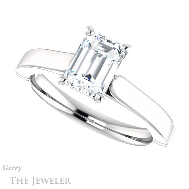 Emerald Cut Forever Brilliant Moissanite Engagement Ring #GTJ1097-emerald-fb-w