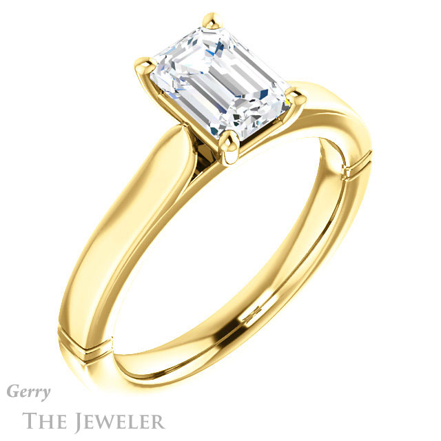 Emerald Cut Forever Brilliant Moissanite Engagement Ring #GTJ1097-emerald-fb-y