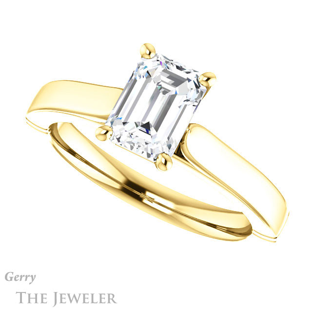 Emerald Cut Forever Brilliant Moissanite Engagement Ring #GTJ1097-emerald-fb-y