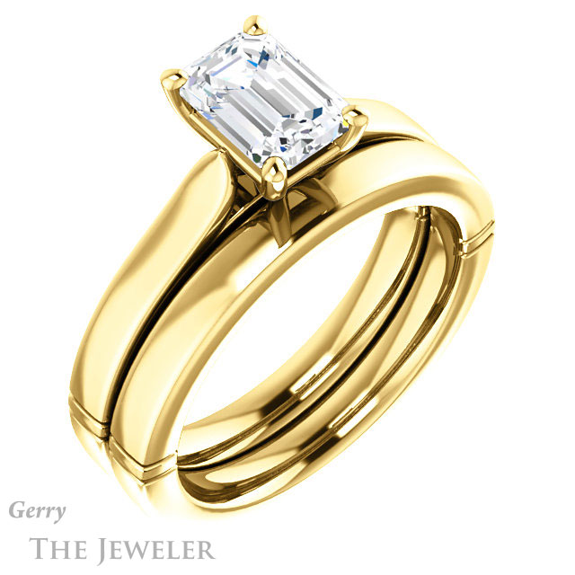 Emerald Cut Forever Brilliant Moissanite Engagement Ring #GTJ1097-emerald-fb-y