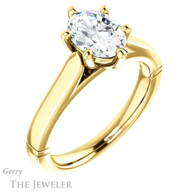 Oval Shaped Forever One Moissanite Engagement Ring #GTJ1097-oval-fo-y 4 Oval Shaped Forever One Moissanite Engagement Ring #GTJ1097-oval-fo-y