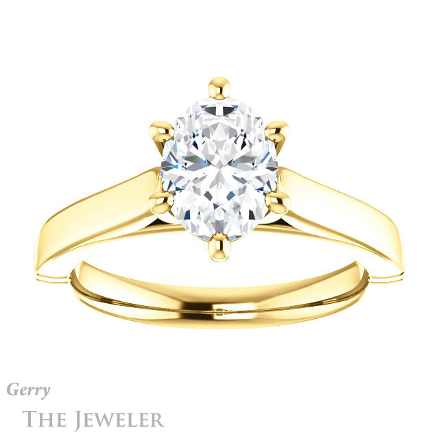 Oval Shaped Forever One Moissanite Engagement Ring #GTJ1097-oval-fo-y 1 Oval Shaped Forever One Moissanite Engagement Ring #GTJ1097-oval-fo-y