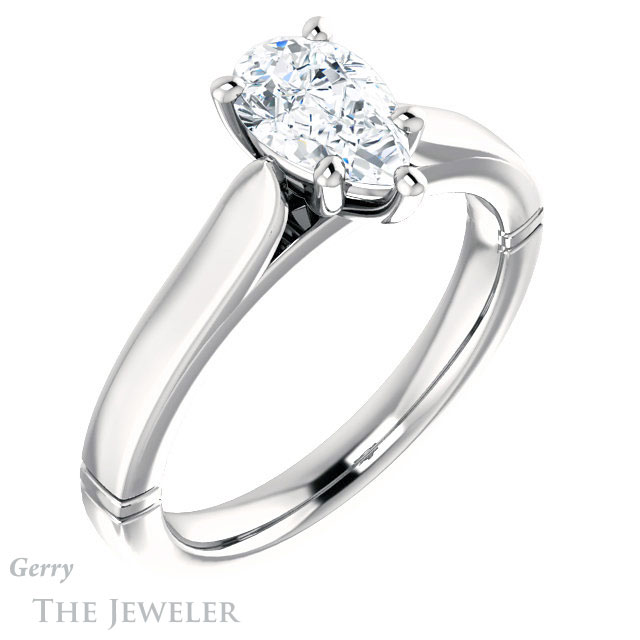 Pear Shaped Forever Brilliant Moissanite Engagement Ring #GTJ1097-pear-fb-w