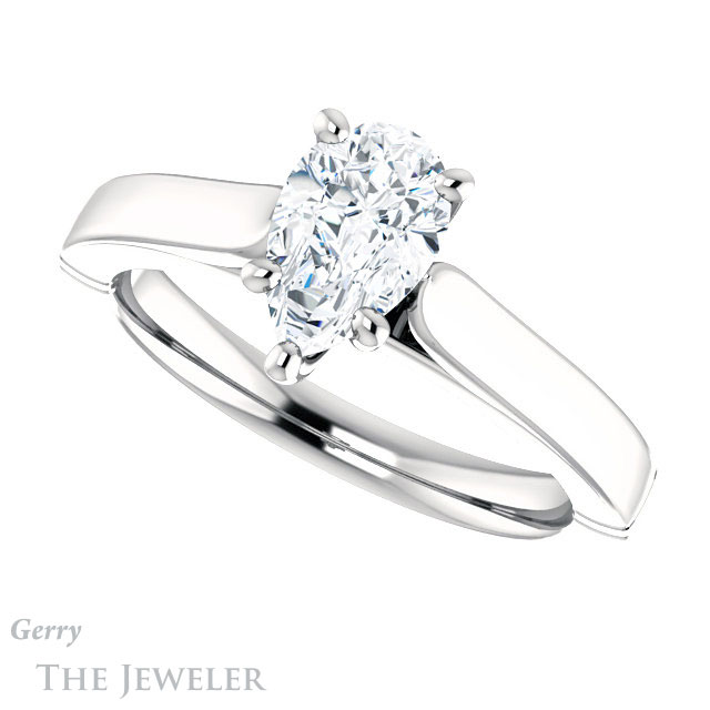 Pear Shaped Forever Brilliant Moissanite Engagement Ring #GTJ1097-pear-fb-w