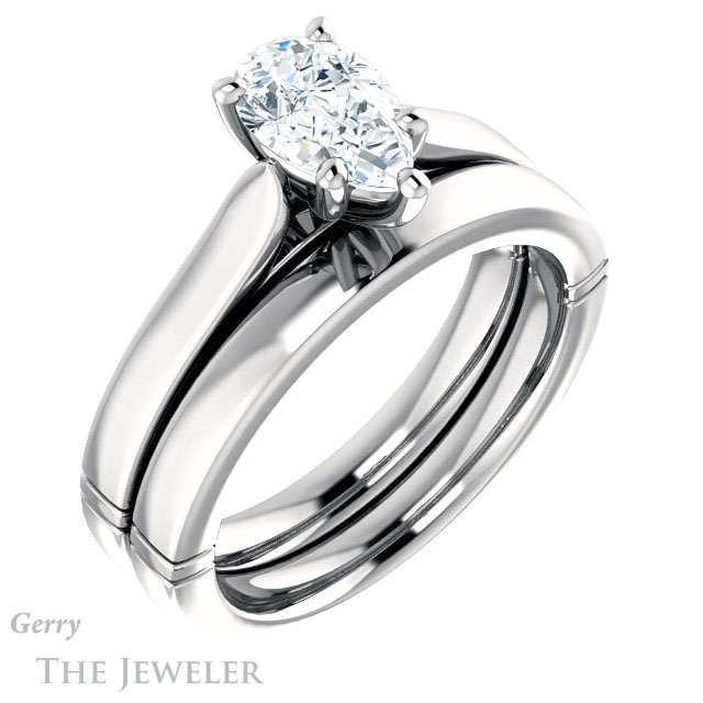 Pear Shaped Forever Brilliant Moissanite Engagement Ring #GTJ1097-pear-fb-w