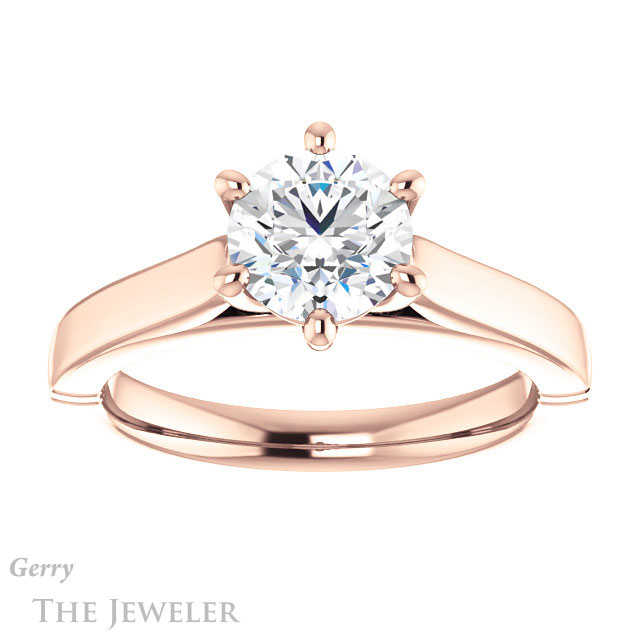 Round Cut Forever One Moissanite Engagement Ring #GTJ1097-round-fo-r