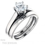 Round Cut Forever One Moissanite Engagement Ring #GTJ1097-round-fo-w