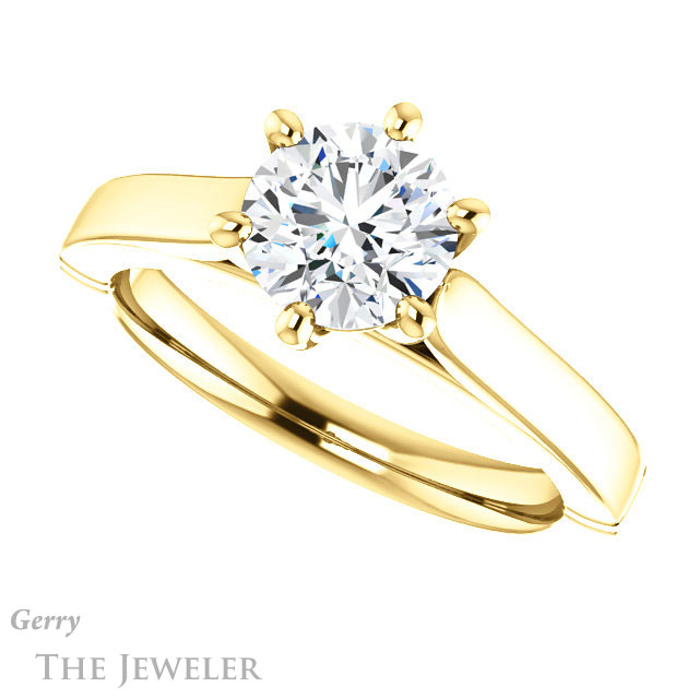 Round Cut Forever One Moissanite Engagement Ring #GTJ1097-round-fo-y 5 Round Cut Forever One Moissanite Engagement Ring #GTJ1097-round-fo-y