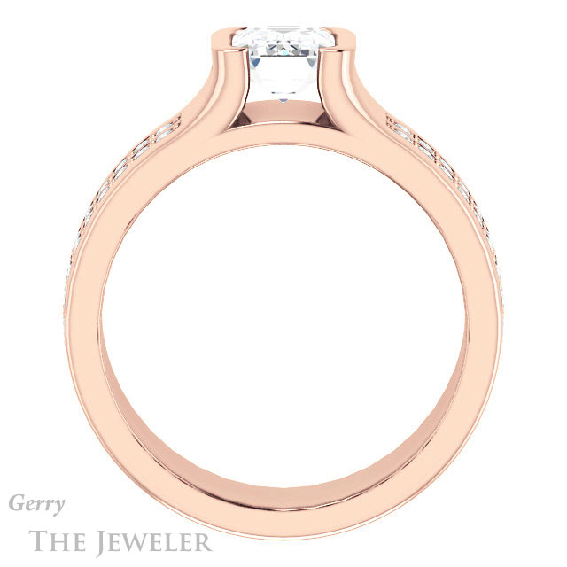 Emerald Cut Forever One Moissanite Engagement Ring #GTJ1098-emerald-fb-r | Gerry The Jeweler Emerald Cut Forever Brilliant Moissanite Engagement Ring #GTJ1098-emerald-fb-r