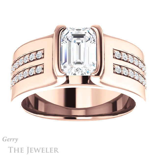 Emerald Cut Forever One Moissanite Engagement Ring #GTJ1098-emerald-fb-r | Gerry The Jeweler Emerald Cut Forever Brilliant Moissanite Engagement Ring #GTJ1098-emerald-fb-r