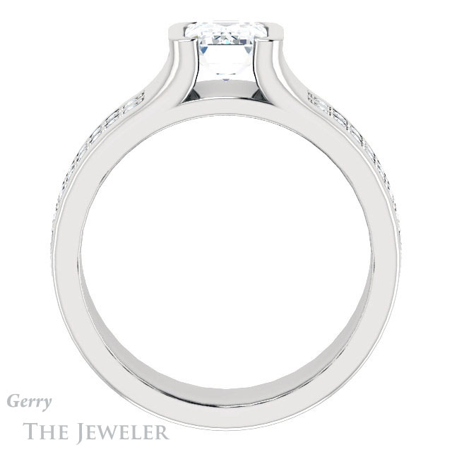 Emerald Cut Forever One Moissanite Engagement Ring #GTJ1098-emerald-fb-w | Gerry The Jeweler Emerald Cut Forever Brilliant Moissanite Engagement Ring #GTJ1098-emerald-fb-w