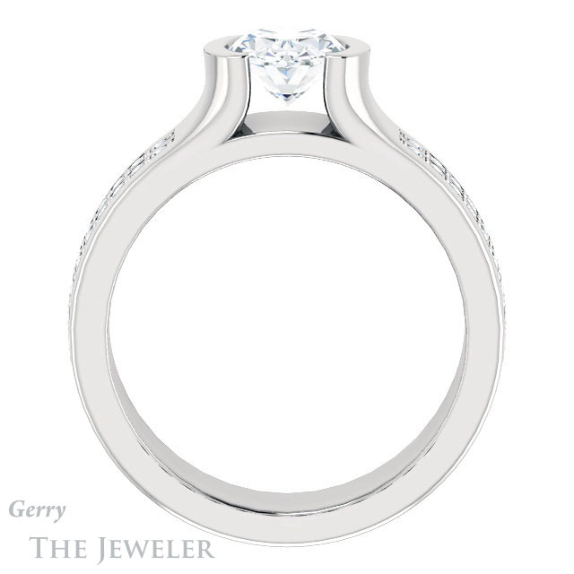 Oval Shaped Forever One Moissanite Engagement Ring #GTJ1098-oval-fo-w | Gerry The Jeweler Oval Shaped Forever One Moissanite Engagement Ring #GTJ1098-oval-fo-w
