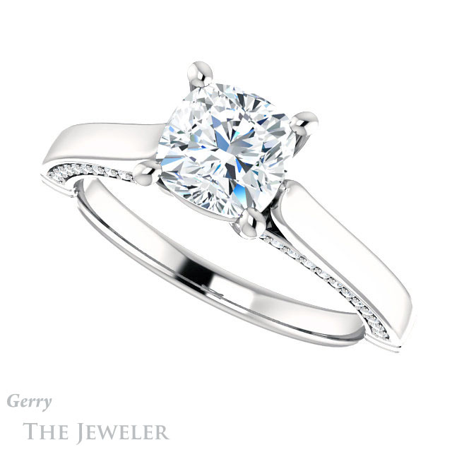 Cushion Cut Forever One Moissanite Engagement Ring #GTJ1099-cushion-fo-w