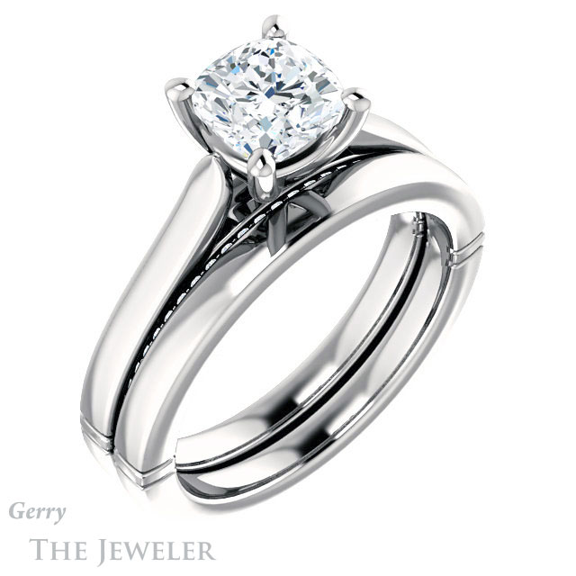 Cushion Cut Forever One Moissanite Engagement Ring #GTJ1099-cushion-fo-w