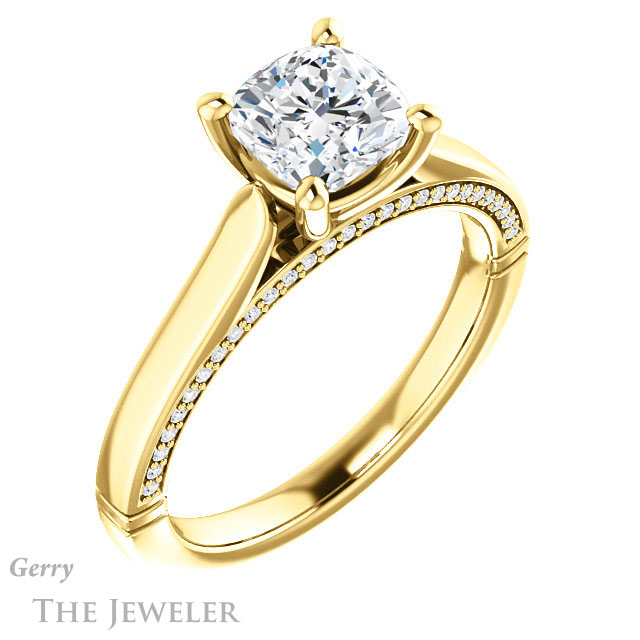 Cushion Cut Forever One Moissanite Engagement Ring #GTJ1099-cushion-fo-y