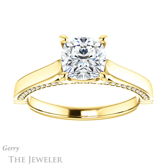 Cushion Cut Forever One Moissanite Engagement Ring #GTJ1099-cushion-fo-y