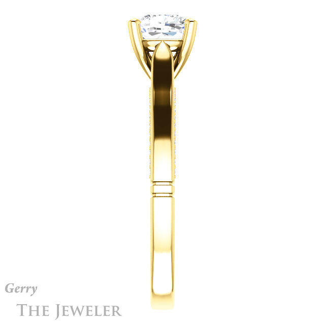 Cushion Cut Forever One Moissanite Engagement Ring #GTJ1099-cushion-fo-y