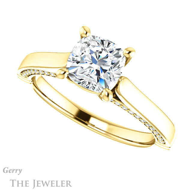 Cushion Cut Forever One Moissanite Engagement Ring #GTJ1099-cushion-fo-y